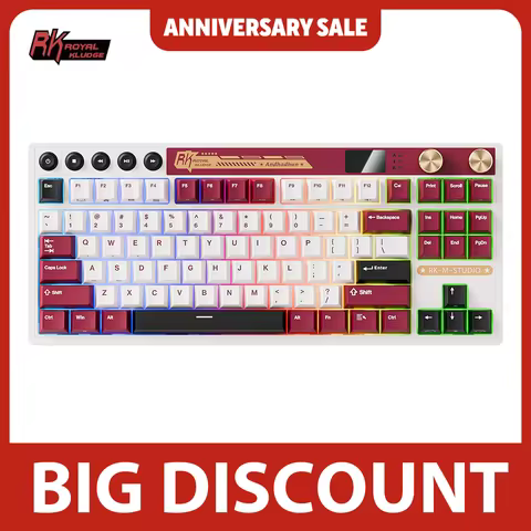 RK ROYAL KLUDGE M87 Gasket Wireless Mechanical Keyboard Hot-Swappable Bluetooth/2.4G/USB-C Gaming Ke