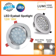 LUMI / 12W 18W LED Eyeball Adjustable Spotlight Round SMD Silver Casing Aluminium