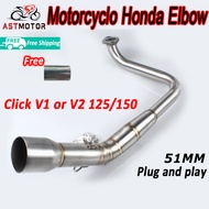 51MM Honda Click Elbow Motorcycle exhaust pipe big bend is suitable for Honda Click V1/V2/V3 125/150