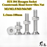 [CB-NLJLS] SUS304, Hexagon Socket Countersunk Head Screw+Hex Nut Two-Piece Set M2/M2.5/M3/M4/M5 Hexa