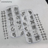 on  60Pcs/12 Grids Mixed 3D Punk Silver Heart Cross Metal Manicure Nail Decoration Retro Different D