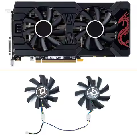 4Pin GA92S2U RX570 GPU VGA Cooler Graphics Fan For Radeon PowerColor Red Dragon RX 580 Dual Cards Co