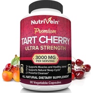 Nutrivein Tart Cherry Capsules 3000mg - 90 Vegan Capsules Pills - for Pain Relief,Pain,Muscle Recovery, Flavonoids - Uric Acid Cleanse, Juice Extract Supplement