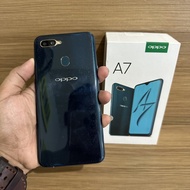 Jual oppo a7 3/64 hijau second normal jaya no minus aman lengkap 