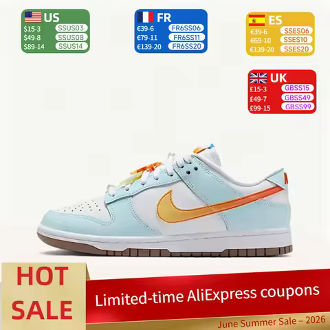 Nike Dunk Fashion Vibrant Blue Holiday Style Trendy Versatile Casual Low-Top Sneakers Women's White 