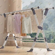尚野家 - 免安裝可折疊不銹鋼衣架【標準款|長度128-215cm可伸縮】可伸縮單杆掛衣架 多功能X型雙桿晾衫架 小型落地式摺疊晾曬架 室內外陽臺曬被架 - CL1282