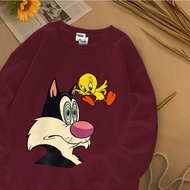 Hub Tshirt Unisex Oversized Rubber Sleeve Long Sleeve T-Shirt | Looney & Tweety Motifs | 100% Cotton