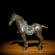 Solid copper Tang horse ornaments horse with saddle 7*7cm 110g