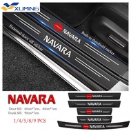Nissan Navara Car Door Sill Sticker Anti-Scratch Carbon Fiber leather Sticker Trunk Protector For Navara np300 d40 Pro4x 2021 2022 2023 Accessories