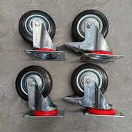4 inch Rubber Wheels 1 set 4pcs Trolley Wheels 2 Brakes + 2 Turn Off 4" inch Multipurpose Trolley Wh