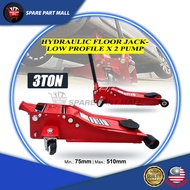 DOUBLE PUMP SUPER LOW HYDRAULIC FLOOR JACK (3TON) /  HEAVY DUTY LOW PROFILE HORIZONTAL CAR LIFT (75M