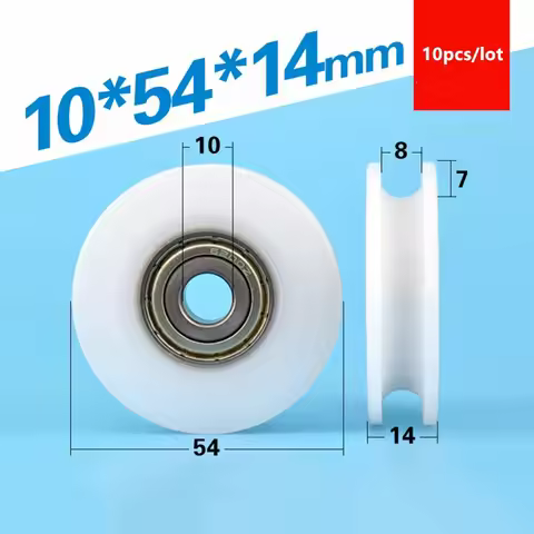 10pcs U groove Plastic coated bearing 6200ZZ 10*54*14mm POM roller track guide wheel nylon pulley sh
