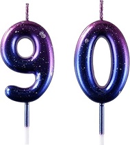 90 Birthday Candle, 90th Cake Candles, Number 90 Birthday Candles for Cake Topper Decoration, Blue