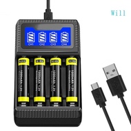 Will 4 Slot Battery Charger AA AAA Battery Charger for NiMh Rechargeable Battery
