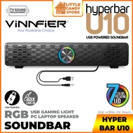 Vinnfier Hyperbar U10 Soundbar RGB Light Speaker Portable USB Gaming Speaker Wired for Desktop PC, L