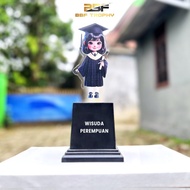 Piala Wisuda Perempuan Trophy Plakat Akrilik Kelulusan Anak Paud Tk Sd