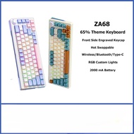 ZA68 Wireless Mechanical Keyboard 65% RGB Light Hot Swappable Custom Keyboard With Knob