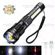 Senter ZOOM LED Super Terang/ Senter Swat COB ZOOM Rechargeable SUPER TERANG LED Outdoor USB Recharg