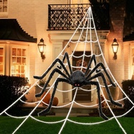 Halloween Decorations, 200" Triangular Spider Web +59" Giant Spider