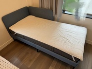 IKEA SLATTUM upholstered single bed frame + Hovag mattress 軟墊單人床架 + 床墊