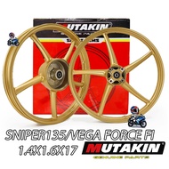 【Gold】MUTAKIN  Mags For SNIPER135/VEGA FORCE FI Front Disc Rear Drum 1.4x1.6x17   5 Spoke