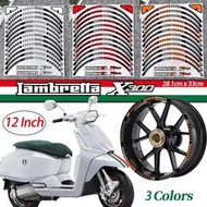 台灣現貨Lambretta X300 12" 反光貼紙輪轂車輪防水貼花摩托車條紋補丁裝飾 3D 軟 ITALIA 標誌貼