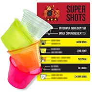 Super Fun Durable Jager Bomb Shot Cups 150pk. 4 Color Disposable and Safe Plastic Cups. Measure Two-