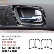 Forged Carbon Fiber Door Handle Panel Trim Strip Sticker For Infiniti G37 2009-2013 G35 07-08 G25 11