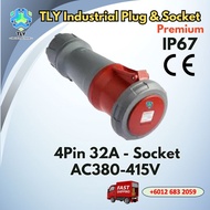 TLY IP67 CE Industrial Socket 4 Pin 32Amp 380V - 415V