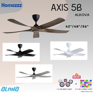 ALPHA Alkova - AXIS 42 Inch 48 Inch 56 Inch DC Motor Ceiling Fan with 5 Blades (8 Speed Remote)