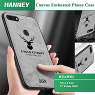 HANNEY For HUAWEI NOVA 2 LITE HONOR 7C Y7 PRIME 2018 ENJOY 8 Casing Soft TPU Edge Canvas Embossed Deer Phone Case Cove D