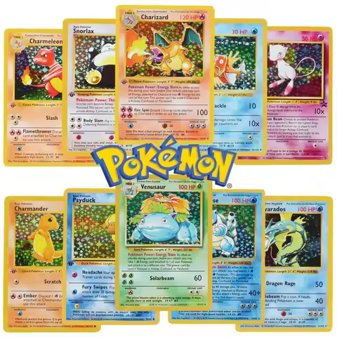 151Pcs/box 1996 First Generation Pokémon card Charizard Pikachu Mewtwo Blastoise Collecting card toy
