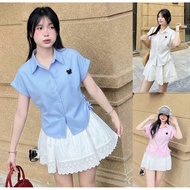 Women's drawstring shirt with bewildered cow print SM099 BO32