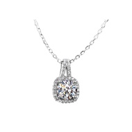 【เพชร 100%】CS JEWELRY MALL สร้อยคอเพชรสี่เหลี่ยม สร้อยคอเงินแท้ S925 มาพร้อมใบรับรอง+กล่อง สร้อยคอผู