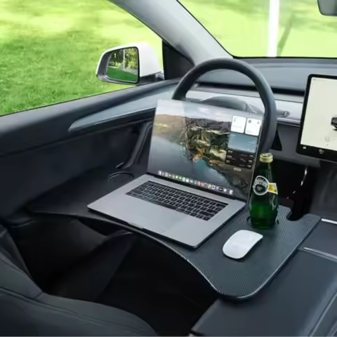 Foldable Desk Food Tray Carbon Edition for Tesla Model Y Model 3 S X Y Juniper- Upgraded Table with