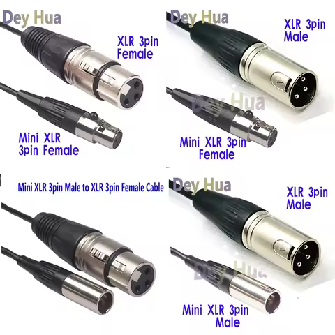 0.3M 0.5M 1M Mini XLR 3pin Male to XLR 3pin Female Cable for Blackmagic Pocket Cinema 4k Camera Audi