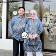 KEMEJA KATUN Men's Couple Batik Tops Latest JumboWanitas - Long & Short Sleeve Shirts - Full Button 