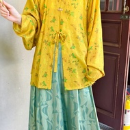 Mystery Ahuang [Xiaomeng Fandie] Ming Made Hanfu Top Round Neck Shirt Original Flower Shape Human Si