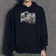 Late Words Ukiyo-e Inspired Hooded Sweatshirt - Orange Cat & Shiba Inu Design
