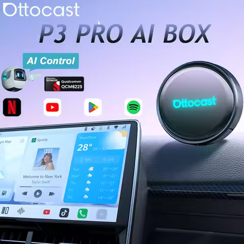 Ottocast OttoAibox P3 Pro AI Box Wireless CarPlay Android Auto QCM 6225 HDMI YouTube Netflix Video f