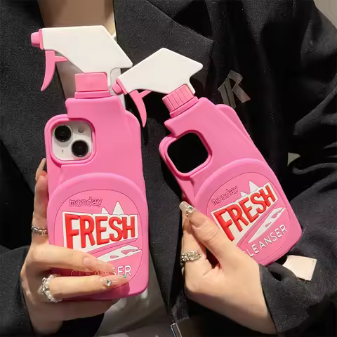 Stereo Cleaner 3D Cute Soft Silicone Case for IPhone 15 14 13 12 16 17 Pro Max 11 15Pro i17 I Phone