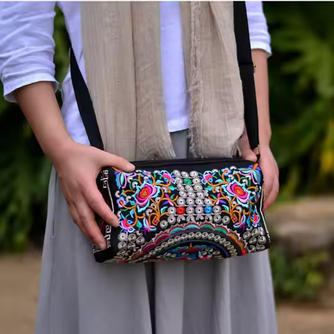 New Vintage Women Handbag Hmong Vintage Tote Messenger Hippie Ethnic Shoulder Bag Embroidery Boho 20