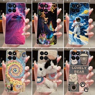 Casing For Honor X7C Case ALT-LX2 Transparent Silicone Aesthetic Fashion Cute Cat Cartoons Soft TPU 
