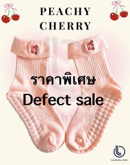 [Luckshu.bkk]  ถุงเท้ากันลื่น (Defect sale) - รุ่น Peachy Cherry - ถุงเท้า พิลาทีส โยคะ ถุงเท้ายาว อ