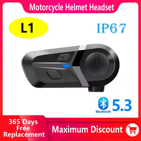 L1 Motorcycle Helmet Bluetooth Headset Bluetooth 5.3 Automatically Answers Incoming Calls IP67 Water