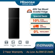 Hisense 420L 2 Door 5 STAR Top Mount Refrigerator / Fridge / Durable Inverter / Deodorizing Filter  