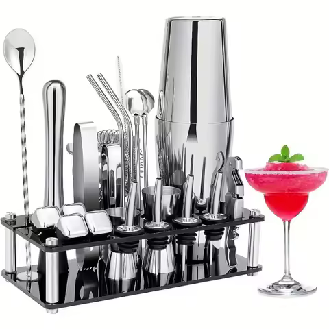Professional Stainless Steel Cocktail Blender Set - A complete bartender set including measuring cup