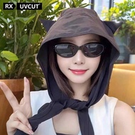 ターバン　帽子　スカーフ RX UVCUT小 悪魔 ストラップ 速乾 バイザー サンハット 薄型 耳 保護 スカーフ 猫 漁師 包 頭 帽子