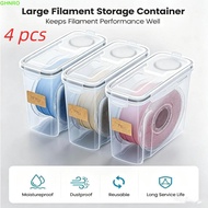 GHNRO 4Pcs 3D Printing Filament Storage Box, Airtight Transparent 3D Printing Filament Container, Du