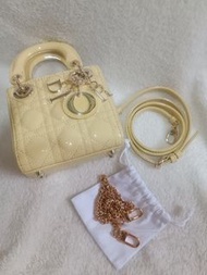 Christian DiorLambskin Cannage Nano Lady Dior Light Yellow